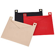 WADORN 3Pcs 3 Colors Felt Bags Organizer Insert, Mini Envelope Handbag Shaper Premium Felt, with Iron Grommets, Mixed Color, 22x18.3x0.5cm, Hole: 10mm, 1pc/color(PURS-WR0006-82C)