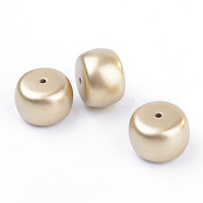 Spray Painted Acrylic Beads, Flat Round, Matte Style, Gold, 20x14mm, Hole: 2mm, about 60pcs/239g(ACRP-S667-18)