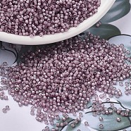 MIYUKI Delica Beads, Cylinder, Japanese Seed Beads, 11/0, (DB1791) White Lined Smoky Amethyst AB, 1.3x1.6mm, Hole: 0.8mm, about 2000pcs/10g(X-SEED-J020-DB1791)