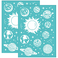 Self-Adhesive Silk Screen Printing Stencil, for Painting on Wood, DIY Decoration T-Shirt Fabric, Turquoise, Planet Pattern, 195x140mm(DIY-WH0337-037)