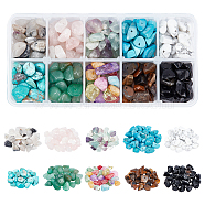 250g 10 Colors Natural & Synthetic Gemstone Beads, Chip, 8~18x6~12x3~7mm, Hole: 1mm, about 25g/color(G-NB0002-58)