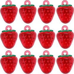 SUNNYCLUE 24Pcs Transparent Resin Imitation Fruit Pendants, Strawberry Charms, Red, 18x13mm(INS-SC0001-01)