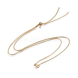 Adjustable 304 Stainless Steel Slider Necklaces, with Snake Chains and Slider Stopper Beads, Golden, 28.3 inch~28.5 inch(71.9~72.3cm)(NJEW-L156-004G)
