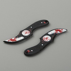 Opaque Resin Halloween Horror Goth Pendants, Bloody Pocket Knife Charm, for Jewelry Earring Making, Knife Shape, Black, Tool, 50x11.5x2mm, Hole: 1.6mm(FIND-CJC0015-18B)