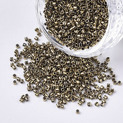 11/0 Grade A Glass Seed Beads, Cylinder, Uniform Seed Bead Size, Metallic Colours, Dark Goldenrod, 1.5x1mm, Hole: 0.5mm, about 2000pcs/10g(X-SEED-S030-0601)
