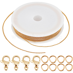 DIY Chain Bracelet Necklace Making Kit, Including Brass Curb Chains, 304 Stainless Steel Lobster Claw Clasps & Jump Rings, Real 18K Gold Plated, Chain: 10M/set(CHC-BBC0001-10)