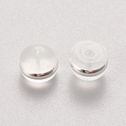 Silicone Ear Nuts, Earring Backs, with Stainless Steel, Silver Color Plated, 5.5x4mm, Hole: 0.5mm(STAS-WH0014-36S)
