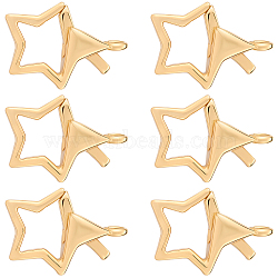 8Pcs Brass Lobster Claw Clasps, Nickle Free, Star, Real 18K Gold Plated, 15.1x11.2x4.5mm, Hole: 1.6mm(KK-BBC0022-43)