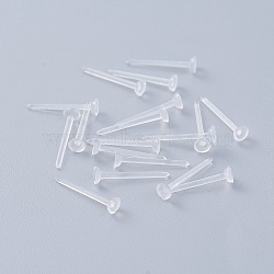 Eco-Friendly Plastic Stud Earring Findings, Flat Round, Clear, 12x3mm, Pin: 0.8mm, about 10000pcs/bag(KY-F009-08-A)