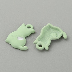 Spray Printed Alloy Pendants, Cat Charm, Pale Green, 15.5x11.5x2.5mm, Hole: 1.5mm(FIND-TAC0002-071H)