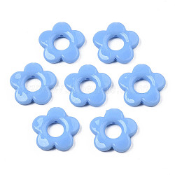 Opaque Acrylic Bead Frames, Flower, Light Sky Blue, 19x20x3.5mm, Hole: 1.6mm, Inner Diameter: 6.5mm, about 632pcs/500g(SACR-TAC0004-01E)