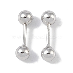 Rhodium Plated 999 Sterling Silver Earlobe Plugs for Women, Round Screw Back Earrings with 999 Stamp, Platinum, 14.5x4mm(EJEW-S215-26P)