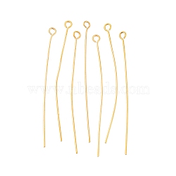 Ion Plating(IP) 304 Stainless Steel Eye Pins, Golden, 50mm, Hole: 1.9x2mm, Pin: 0.6mm(X-STAS-G075-17G-04)