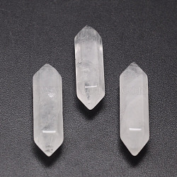 Natural Quartz Crystal Double Terminated Points Healing Stones, Reiki Energy Balancing Meditation Therapy Wand, for Wire Wrapped Pendants Making, No Hole/Undrilled, 30~33x9x9mm(G-K010-30mm-01)