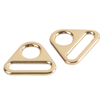 Alloy Adjuster Triangle with Bar Swivel Clips, D Ring Buckles, Light Gold, 24.5x32.5x2.2mm