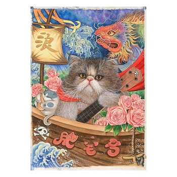 Lovely Cat Flower 5D Diamond Painting Kits for Adults Kids, DIY Full Drill Diamond Art Kit, Cartoon Picture Arts and Crafts for Beginners, Colorful, 400x300mm