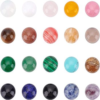 Gemstone Cabochons, Half Round/Dome, 10x4~5mm, 20 materials, 2pcs/material, 40pcs/box