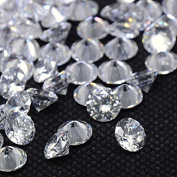 Cubic Zirconia Cabochons, Grade A, Faceted, Diamond, Clear, 6x4mm
