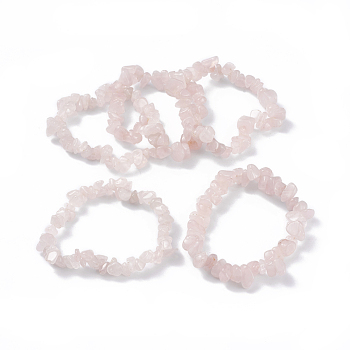 Natural Rose Quartz Stretch Bracelets, 2 inch~2-1/8 inch(5~5.3cm)
