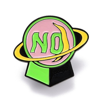 No Word Enamel Pin, Tellurion Shape Alloy Enamel Brooch for Backpack Clothes, Electrophoresis Black, Lawn Green, 29x30x10.5mm, Pin: 1mm.