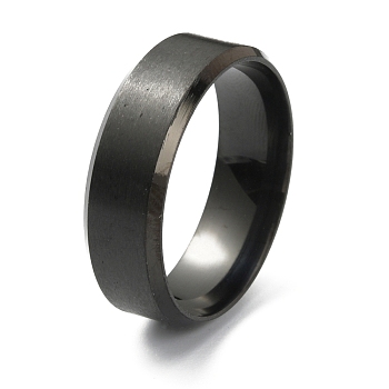 201 Stainless Steel Plain Band Ring for Men Women, Matte Gunmetal Color, Size 12, Inner Diameter: 22.36mm
