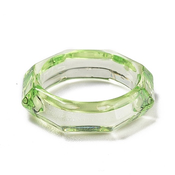 Transparent Acrylic Finger Rings, Octagon, Light Green, US Size 5 1/2(16.1mm)