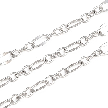 304 Stainless Steel Oval Link Chains, Soldered, with Spool, Stainless Steel Color, 3.5~6x2.5~3.5x0.5mm