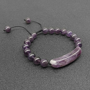 Natural Amethyst Bead Braided Bead Bracelets for Women Men, No Size