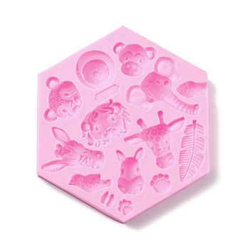 DIY Animals Food Grade Silicone Molds, Resin Casting Molds, For UV Resin, Epoxy Resin Jewelry Making, Mixed Shape, Pearl Pink, 114x132x14mm, Inner Diameter: 10~43x9~44mm
