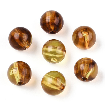 Transparent Acrylic Beads, Round, Sienna, 9.5mm, Hole: 2mm
