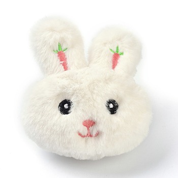 Cartoon Rabbit Non Woven Fabric Brooch, PP Cotton Plush Doll Brooch for Backpack Clothes, White, 108x94x53mm