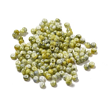 6/0 Opaque Glass Seed Beads, Round Hole, Rondelle, Light Khaki, 4~4.5x3~4mm, Hole: 0.8~1.5mm