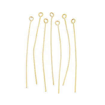 Ion Plating(IP) 304 Stainless Steel Eye Pins, Golden, 50mm, Hole: 1.9x2mm, Pin: 0.6mm