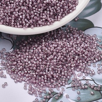 MIYUKI Delica Beads, Cylinder, Japanese Seed Beads, 11/0, (DB1791) White Lined Smoky Amethyst AB, 1.3x1.6mm, Hole: 0.8mm, about 2000pcs/10g