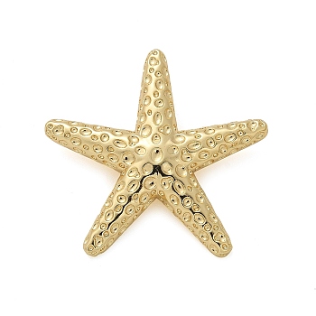 Brass Pendants, Starfish, Rack Plating, Long-Lasting Plated, Lead Free & Cadmium Free, Real 18K Gold Plated, 27x28x6mm, Hole: 5x2.7mm