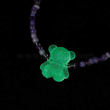 3Pcs 3 Color Luminous Acrylic Bear Pendant Necklaces Set(NJEW-JN04510)-3