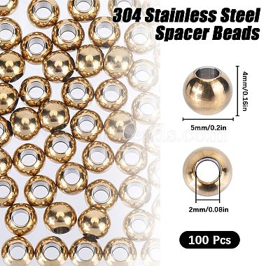 100piezas de revestimiento iónico (ip) 202 cuentas espaciadoras redondas de acero inoxidable(STAS-SC0006-90)-2