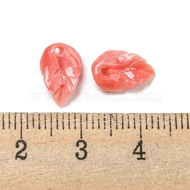 Synthetic Coral Dyed Leaf Charms(CORA-Q034-01-01)-3