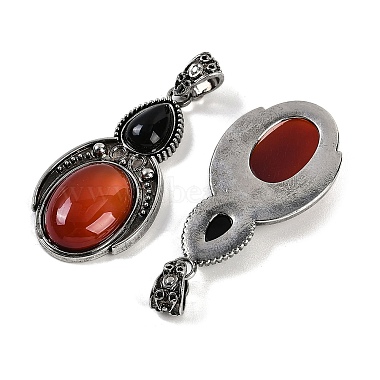 Natural Carnelian(Dyed & Heated) & Obsidian Pendants(G-I370-08AS-09)-2