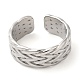 304 Stainless Steel Textured Open Cuff Ring for Women(RJEW-I098-34P)-2