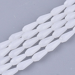 Glass Beads Strands, Imitation Jade, Faceted, Teardrop, White, 9~10x4mm, Hole: 1mm, about 70~72pcs/Strand, 63~67cm(GLAA-T009-003A)
