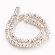 Electroplated Natural Lava Rock Beads Strands, Long-Lasting Plated, Rondelle, Silver Plated, 8.5~9x4.5~5mm, Hole: 1.2mm, about 81pcs/strand, 16.41 inch(41.7cm)(G-P400-06S)