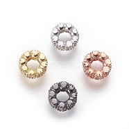 Brass Micro Pave Cubic Zirconia Beads, Ring, Clear, Mixed Color, 6~6.5x2.5mm, Hole: 3mm(X-ZIRC-F098-01)
