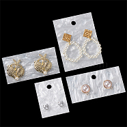 8Pcs 4 Styles Acrylic Earring Stud Display Cards, Rectangle with Cloud Pattern, Aqua, 2.95~5.95x2.95~5.95x0.2cm, Hole: 1.8~5mm, 2pcs/style(CDIS-NB0001-40)