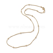 Brass Snake Chain Necklaces, with Round Beads and Lobster Claw Clasps, Long-Lasting Plated, Real 18K Gold Plated, 18.50 inch(47cm), 1mm(X-NJEW-I247-05G)