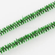 Christmas Tinsel Decoration DIY Chenille Stem Metallic Tinsel Garland Craft Wire, Green, 290x7mm(AJEW-S008-03)