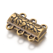 Alloy Magnetic Clasps with Loops, Antique Bronze,14x19x6mm, Hole: 2mm(X-PALLOY-Q328-06AB)