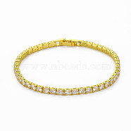 Clear Cubic Zirconia Tennis Bracelet, Brass Cubic Zirconia Link Chain Bracelet for Women, Cadmium Free & Nickel Free & Lead Free, Light Gold, Inner Diameter: 2 inch(5cm)(BJEW-N241-001C-01LG-NR)