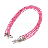 Waxed Cord Necklace Making, with Zinc Alloy Lobster Clasps, Platinum, Deep Pink, 17.8 inch~18 inch(45.5~46cm), 2mm(X-NCOR-T001-33)