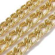Oxidation Aluminum Textured Rope Chains, Unwelded, with Spool, Light Gold, 15.5x9x4mm, about 82.02 Feet(25m)/Roll(CHA-H001-11KCG)